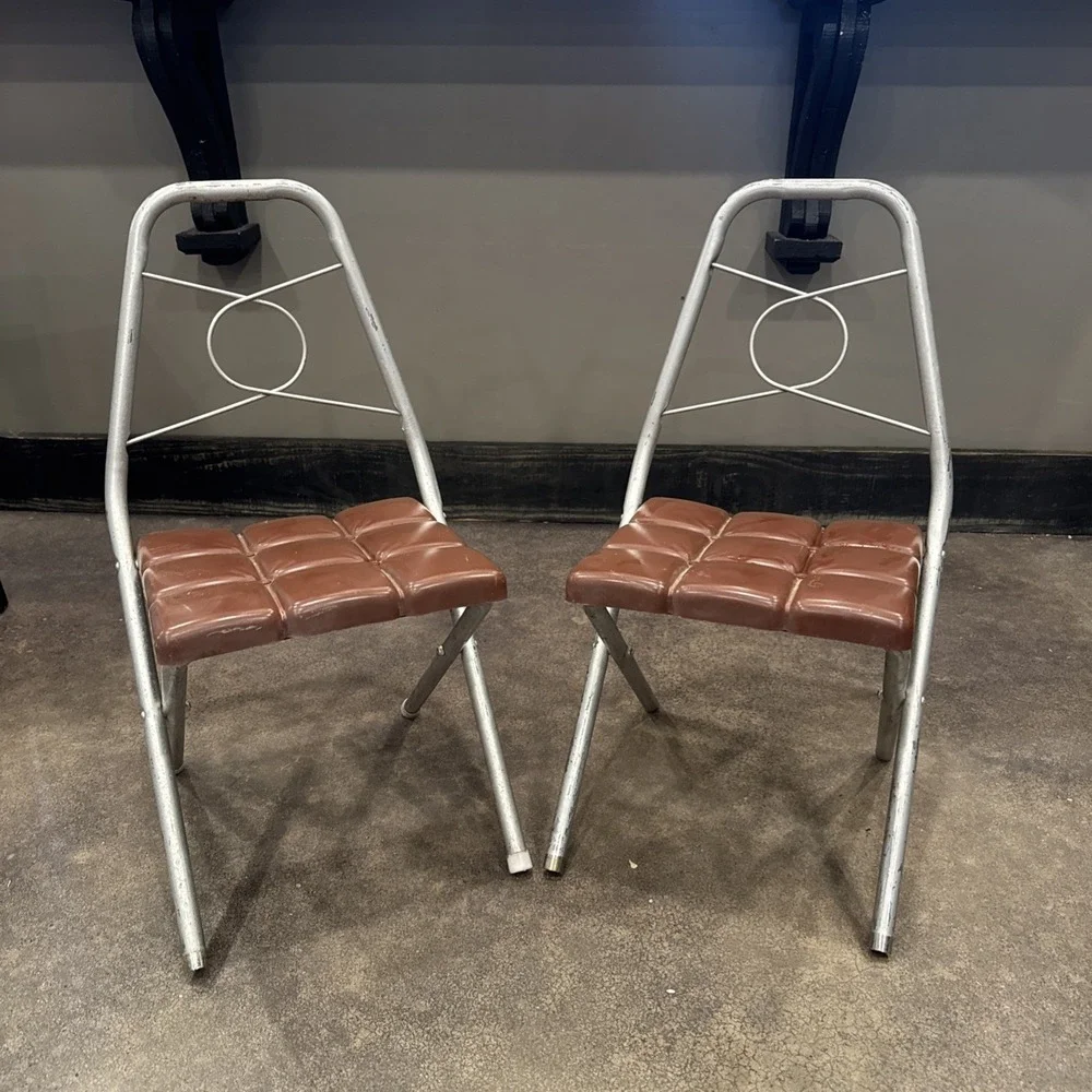 Two Vintage Kid's MCM Kidee‎ Krome Children's School Chair Brown